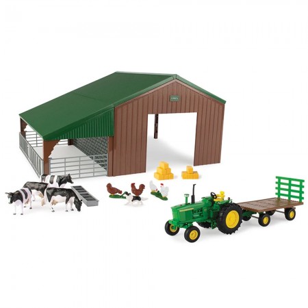 Playset Tomy Ertl - John Deere Tractor Mx305 With Shed Playset - Escala 1/32 (47024)