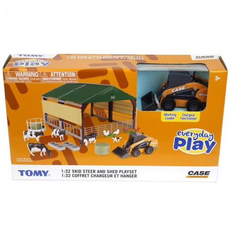 Playset Tomy Ertl - Case Skid Steer With Shed Playset - Escala 1/32 (47251)