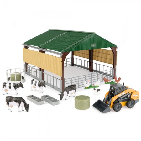 Playset Tomy Ertl - Case Skid Steer With Shed Playset - Escala 1/32 (47251)