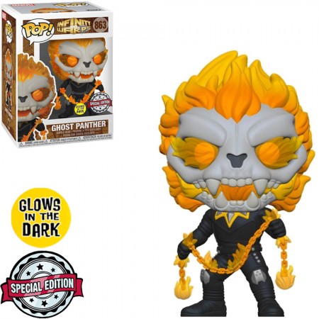 Funko Pop Marvel Infinity Warps Exclusive - Ghost Panther 863 (glows In The Dark)