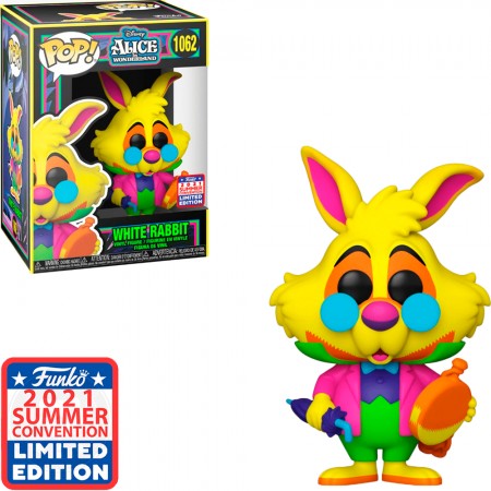 Funko Pop Disney Alice In Wonderland Sdcc 2021 Black Light Exclusive - White Rabbit 1062