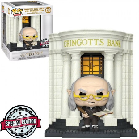 Funko Pop Harry Potter Exclusive Deluxe - Gringotts' Head Goblin With Gringotts' Bank 138