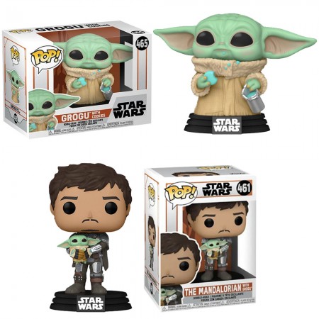 Funko Pop Star Wars The Mandalorian - The Mandalorian 461 e Grogu With Cookies 465 (combo)