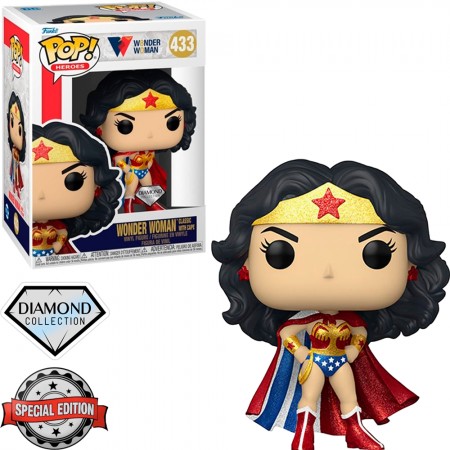 Funko Pop Wonder Woman 80 Years Exclusive - Wonder Woman (classic With Cape) (diamond Collection) 433