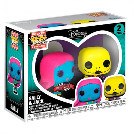 Chaveiro Funko Pop Keychain Disney The Nightmare Before Christmas Blacklight - Sally & Jack