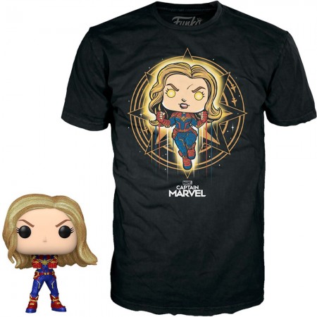 Box Funko Pop Marvel - Captain Marvel + Camiseta Tee Bundle *l*