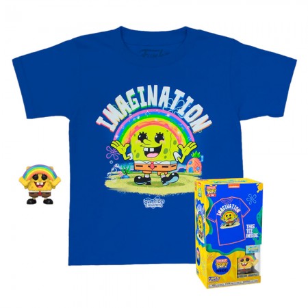 Box Funko Pop Pocket Spongebob Squarepants - Spongebob W/rainbow + Camiseta Tee Bundle *m* (kid)