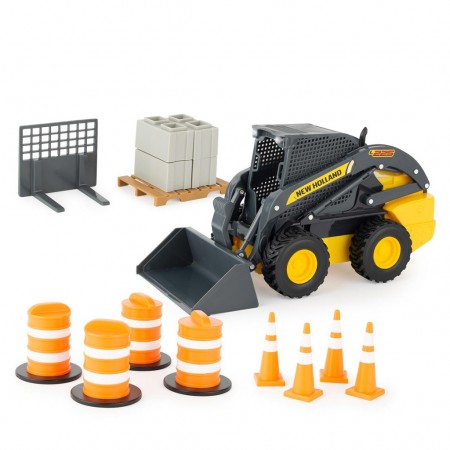 Mini Carregadeira Ertl - New Holland L225 Skid Steer Set + Acessrios - Escala 1/16 (47351)