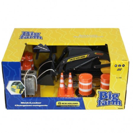 Mini Carregadeira Ertl - New Holland L225 Skid Steer Set + Acessrios - Escala 1/16 (47351)