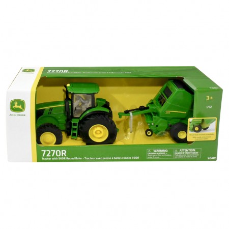 Trator Ertl Ertl - John Deere 727or & 560ren Fardadora Redonda - Escala 1/32 (47355)
