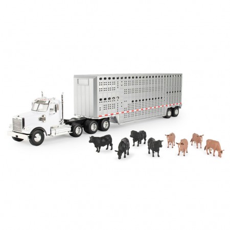 Caminho Ertl - John Deere Freightliner 122sd Com Trailer de Gado - Escala 1/32 (47362)
