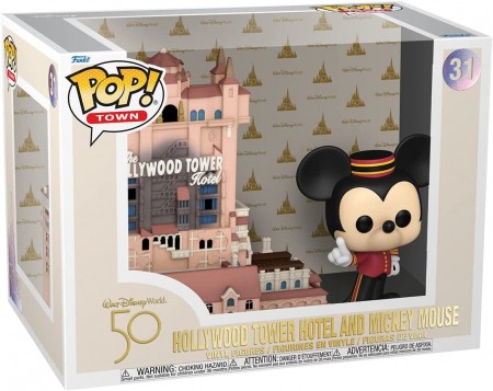 Funko Pop Town Disney Walt Disney World 50th Anniversary - Hollywood Tower Hotel And Mickey Mouse