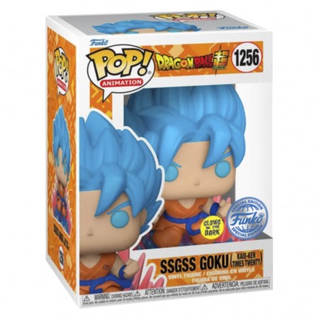 Funko Pop Animation Dragon Ball Super Exclusive - Goku Ssgss Kaio-ken Times Twenty 1256 (glows In The Dark)