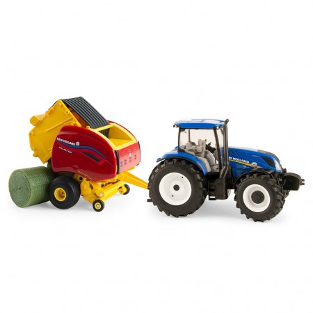 Trator Ertl - New Holland T6.180 Tractor With 560 Baler & Bales - Escala 1/32 (13966)
