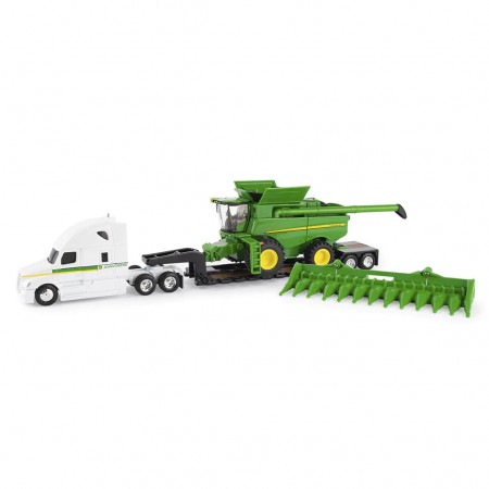 Caminho Ertl - John Deere S780 Combine W Semi And Lowboy Trailer- Escala 1/64 (45656)