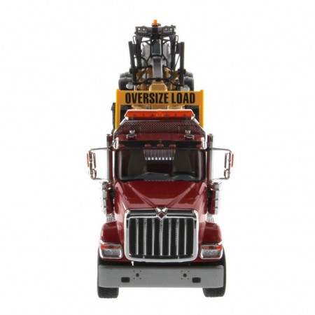 Caminho Diecast Masters - International Hx520 Tandem Tractor + Xl 120 Trailer + Trator Cat 12m3 - Escala 1/50 (85598)
