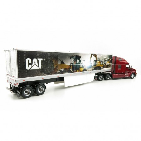Caminho Diecast Masters - Peterbilt 579 Truck With Cat Mural Trailer - Escala 1/50 (85665)