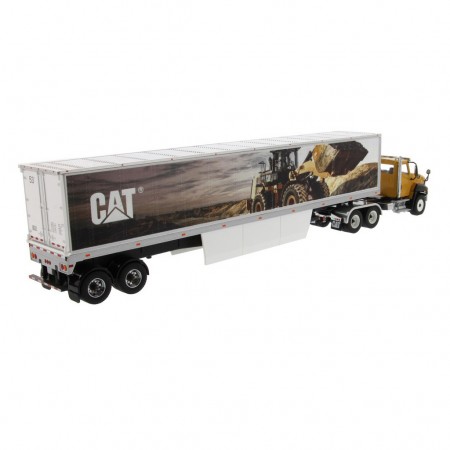 Caminho Diecast Masters - Cat Ct660 Day Cab With Caterpillar Mural Dry Van Trailer - Escala 1/50 (85666)