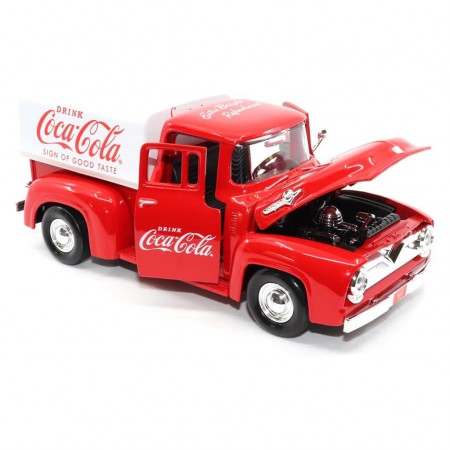 Caminho Motor City Classics - Coca-cola 1955 Ford F-100 W/ Tarpaulin - Escala 1/24 (424050)