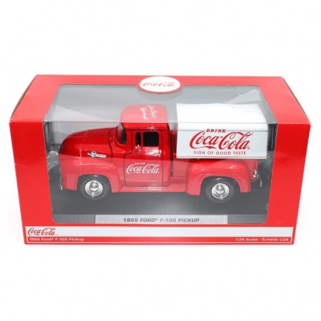 Caminho Motor City Classics - Coca-cola 1955 Ford F-100 W/ Tarpaulin - Escala 1/24 (424050)
