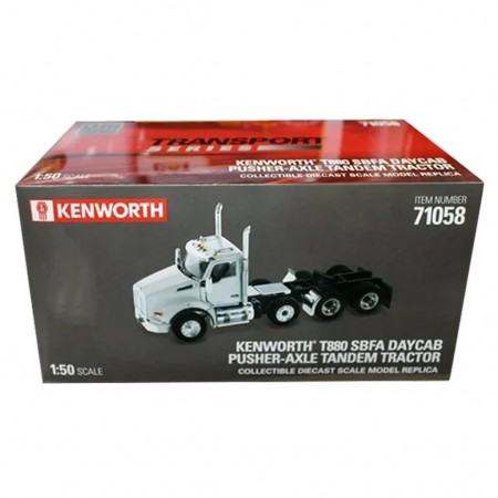 Caminho Diecast Masters - Kenworth T880 Sbfa Daycab Pusher-axle Tandem Tractor Branco - Escala 1/50 (71058)