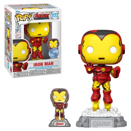 Funko Pop Marvel The Avengers: Earth's Maghtiest Heroes 60th Anniversary Exclusive - Iron Man 1172 + Broche