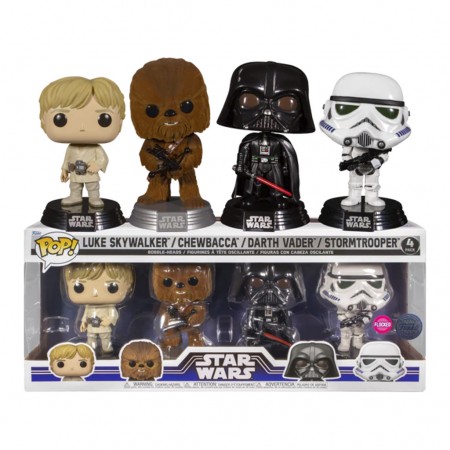 Funko Pop Star Wars Classic 4-pack Flocked - Luke Skywalker / Chewbacca / Darth Vader / Stormtrooper (74138)