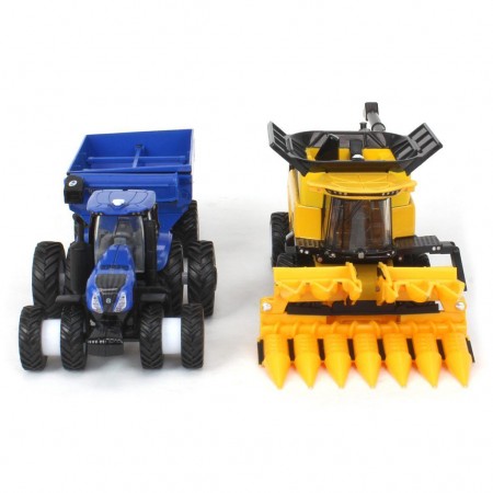 Colheitadeira e Trator Ertl - New Holland Harvest Set Cr8.90 Smartrax Combine Tractor & Cart - Escala 1/64 (13996)
