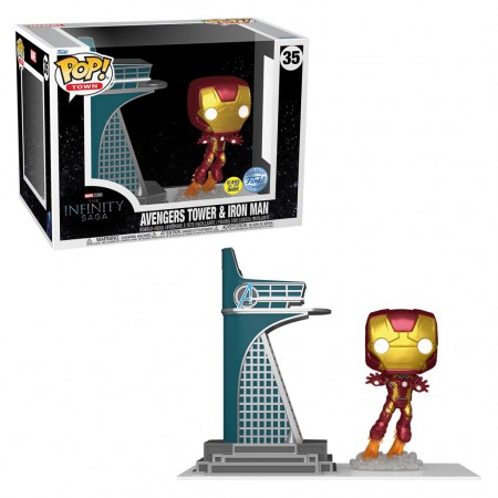 Funko Pop Town Marvel Avengers Exclusive - Avengers Tower & Iron Man 35 (glows In The Dark)
