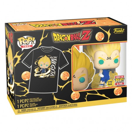 Funko Pop Tees Dragon Ballz: Majin Vegeta (glows In The Dark) & Camiseta Tamanho L (72669)