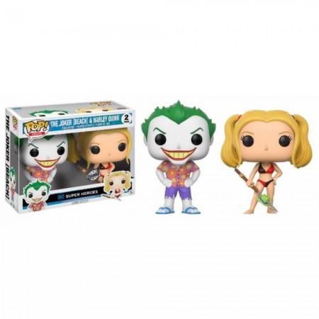Funko Pop Heroes Dc Super Heroes Exclusive - Beach Joker & Harley Quinn 2pack