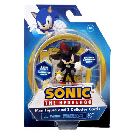 Boneco Sega Sonic The Hedgehog Mini Figure - Shadow & 2 Collector Cards (7066)