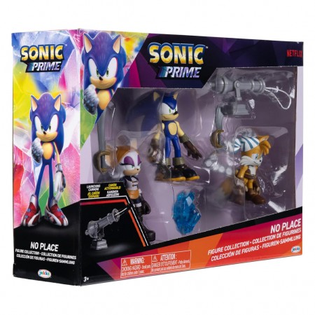 Boneco Jakks Sonic Prime: No Place - Sonic / Sails Tails / Batten Rouge (7045)