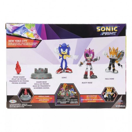 Boneco Jakks Sonic Prime 4-pack - Sonic / Rose / Tails (9100)