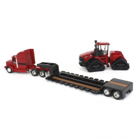 Caminho e Trator Ertl Case Ih - Afs Connect Steiger 620 Quadtrac & Semi Truck Lowboy Trailer - Escala 1/64 (44278)