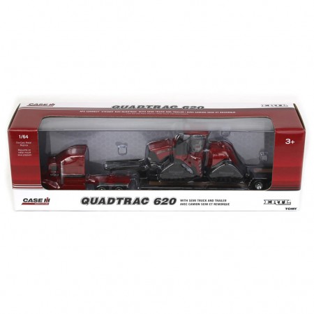 Caminho e Trator Ertl Case Ih - Afs Connect Steiger 620 Quadtrac & Semi Truck Lowboy Trailer - Escala 1/64 (44278)