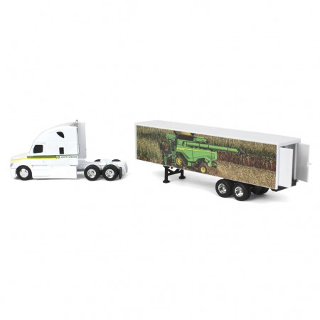Caminho Ertl John Deere- Freightliner Semi With X9 John Deere Trailer - Escala 1/64 (45876)