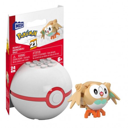Pokebola Pokemon Mega Construx Mattel - Rowlet (8905)