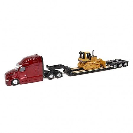 Caminho & Trator Diecast Masters: Peterbilt 579 Ultraloft With Lowboy Trailer & Trator Cat D5m Dozer - Escala 1/87 (44841)