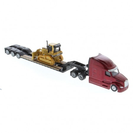 Caminho & Trator Diecast Masters: Peterbilt 579 Ultraloft With Lowboy Trailer & Trator Cat D5m Dozer - Escala 1/87 (44841)