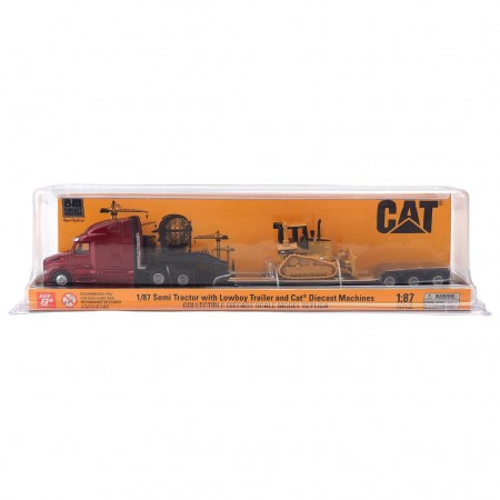 Caminho & Trator Diecast Masters: Peterbilt 579 Ultraloft With Lowboy Trailer & Trator Cat D5m Dozer - Escala 1/87 (44841)