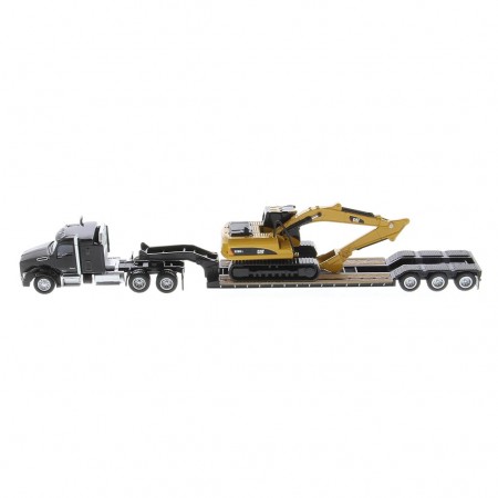 Caminho & Trator Diecast Masters: Cat Kenworth T880 Lowboy Trailer & Cat 320d Hydraulic Excavator - Escala 1/87(44841)