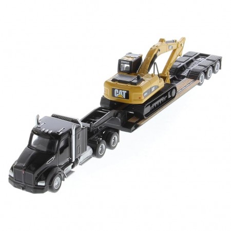 Caminho & Trator Diecast Masters: Cat Kenworth T880 Lowboy Trailer & Cat 320d Hydraulic Excavator - Escala 1/87(44841)