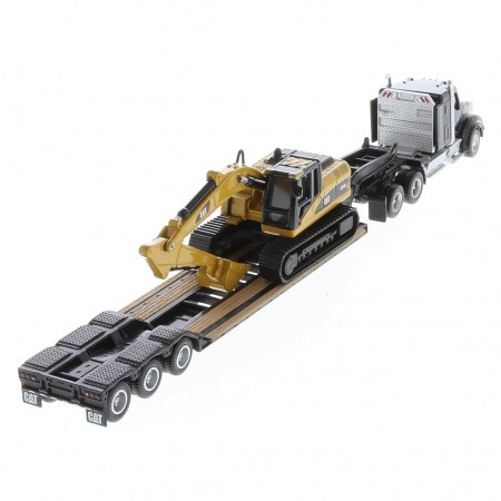 Caminho & Trator Diecast Masters: Cat Kenworth T880 Lowboy Trailer & Cat 320d Hydraulic Excavator - Escala 1/87(44841)