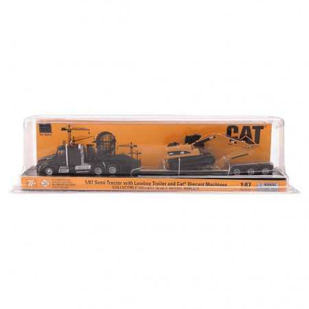 Caminho & Trator Diecast Masters: Cat Kenworth T880 Lowboy Trailer & Cat 320d Hydraulic Excavator - Escala 1/87(44841)