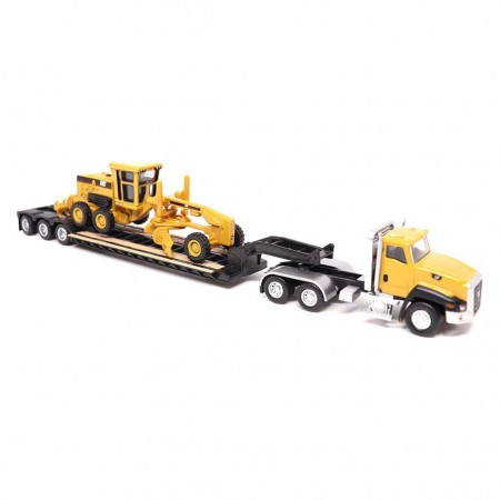 Caminho & Trator Diecast Masters: Ct660 Day Cab Tractor & Lowboy Trailer Com Trator Cat 163h Motor Grader - Escala 1/87(44841)