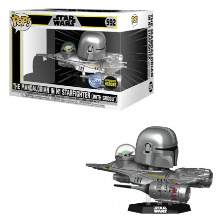 Funko Pop Star Wars: The Mandalorian Exclusive - The Mandalorian In N1 Starfighter (with Grogu) 592