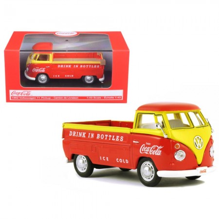 Carro Coca Cola Volkswagen T1 Pickup 1962 Escala 1/43 - Laranja e Amarelo