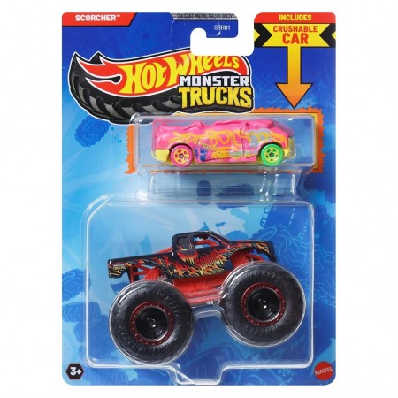Carro Hot Wheels Monster Trucks - Scorcher & Crashable Car (jcg31)