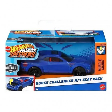 Carro Hot Wheels Pullback Speedsters: Muscle Mania 03/03 - Dodge Challenger R/t Scat Pack (hwh39)